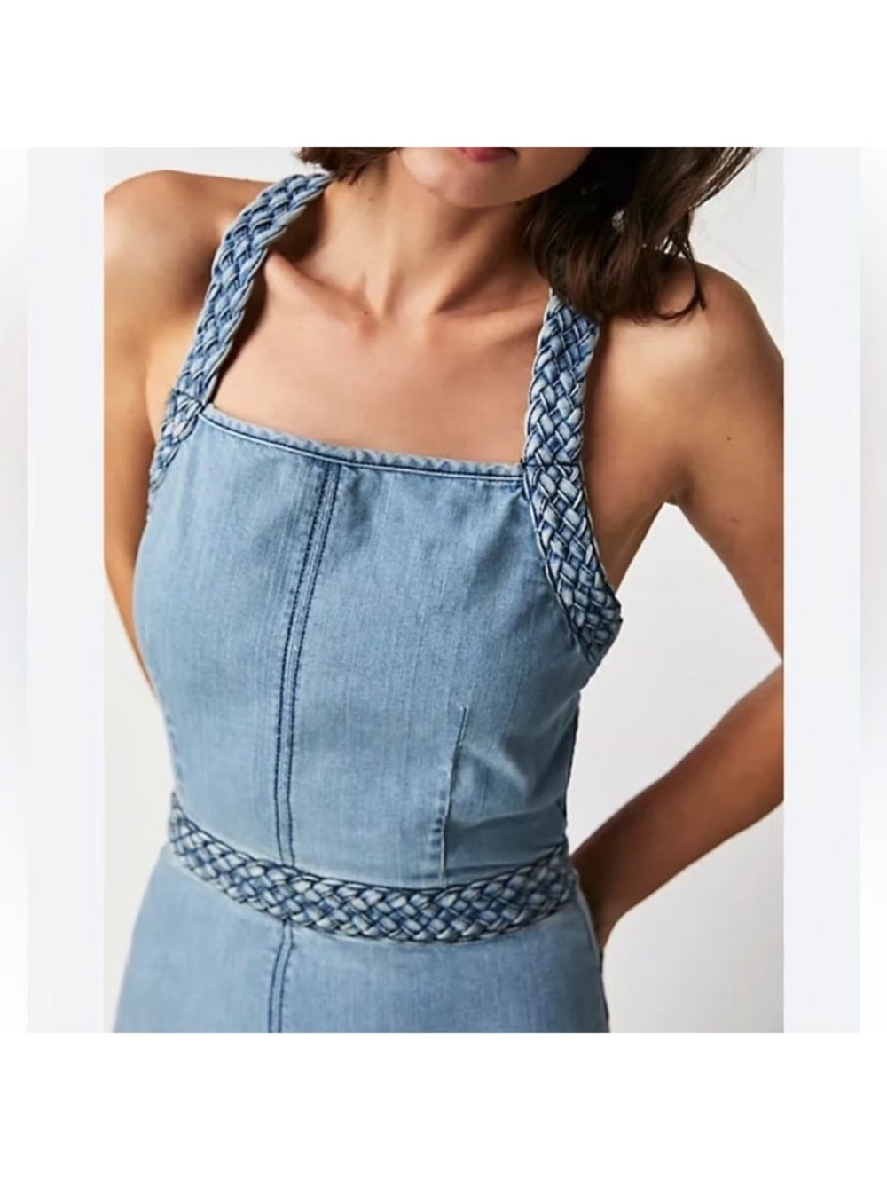Free People Karina Denim Romper size L - Picture 4 of 15